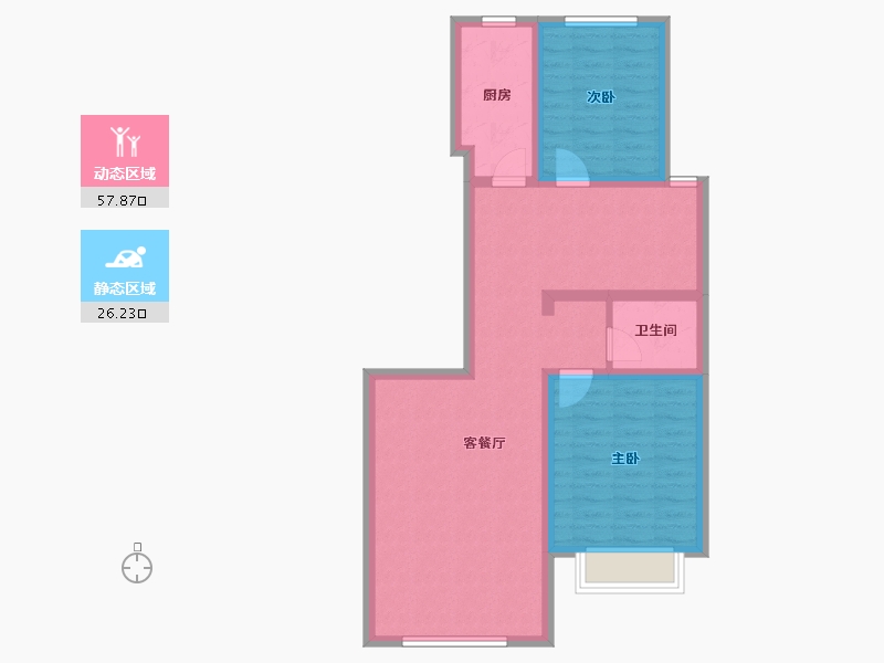 内蒙古自治区-呼和浩特市-盛世名筑二期-74.57-户型库-动静分区