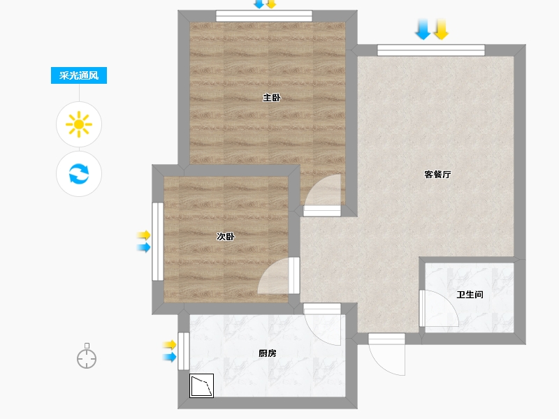 内蒙古自治区-呼和浩特市-盛世名筑二期-47.14-户型库-采光通风