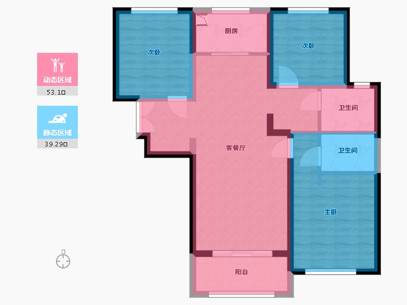 陕西省-西安市-沣华熙城-82.00-户型库-动静分区