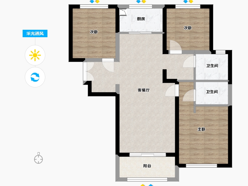 陕西省-西安市-沣华熙城-82.00-户型库-采光通风