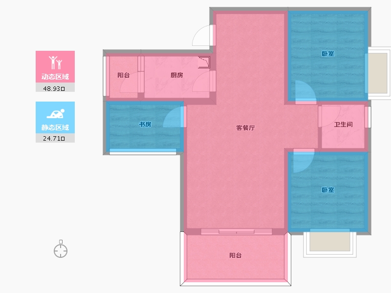 四川省-成都市-吾家花苑-64.55-户型库-动静分区