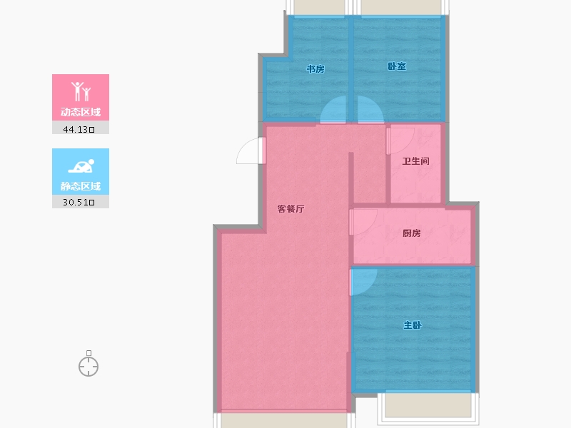 辽宁省-大连市-保利堂悦-67.52-户型库-动静分区