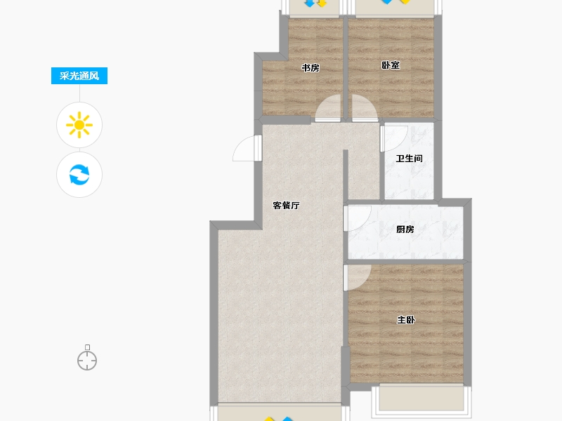 辽宁省-大连市-保利堂悦-67.52-户型库-采光通风