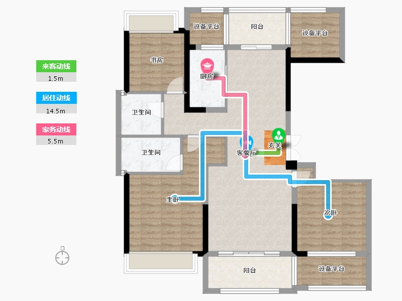 云南省-曲靖市-金博玫瑰园-111.18-户型库-动静线