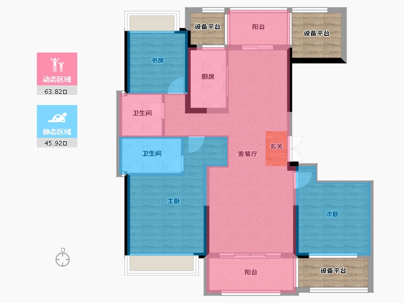 云南省-曲靖市-金博玫瑰园-111.18-户型库-动静分区