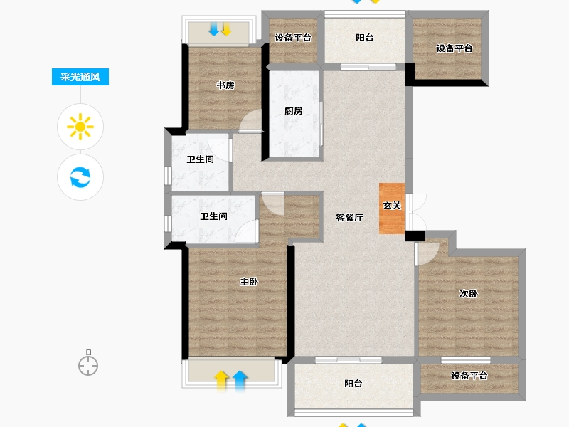 云南省-曲靖市-金博玫瑰园-109.28-户型库-采光通风