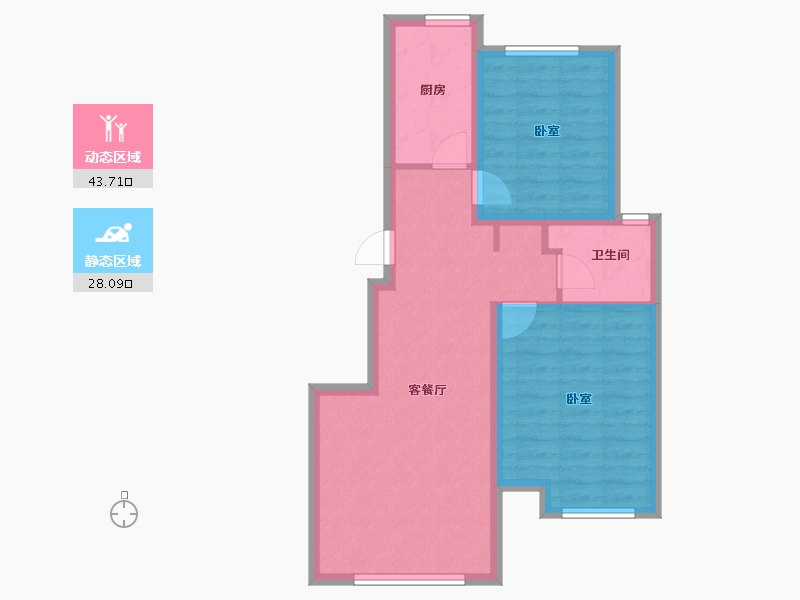 辽宁省-大连市-中海牧雲山-64.00-户型库-动静分区