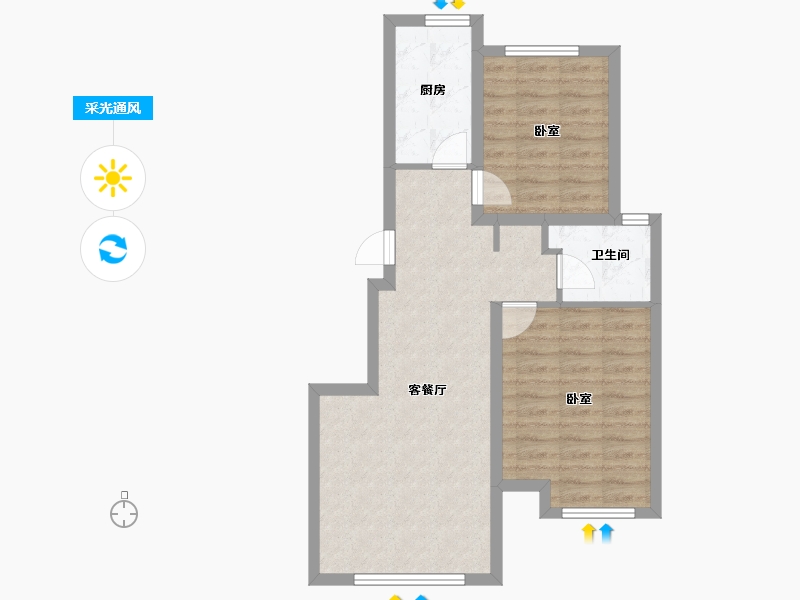 辽宁省-大连市-中海牧雲山-64.00-户型库-采光通风