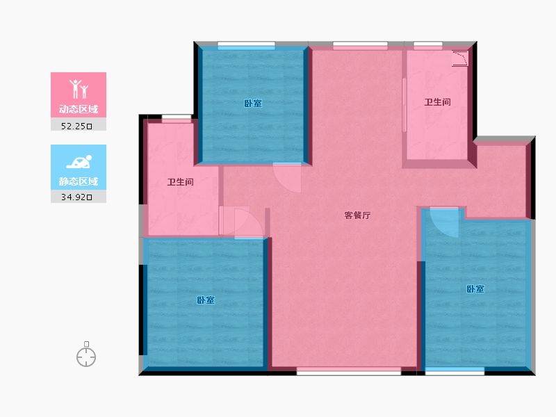 内蒙古自治区-通辽市-诚达·林语江南-77.63-户型库-动静分区