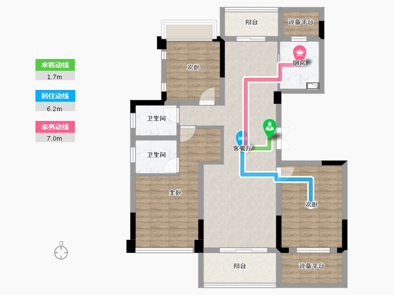 云南省-曲靖市-金博玫瑰园-104.64-户型库-动静线