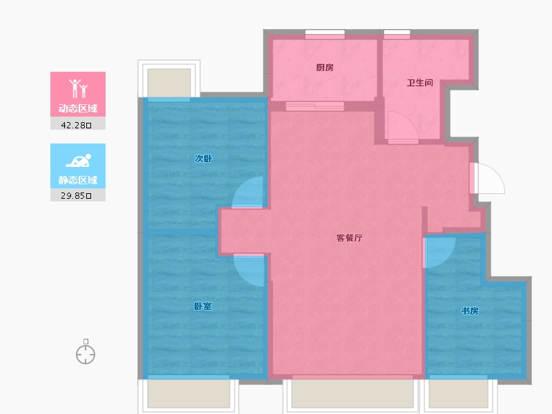 辽宁省-大连市-保利堂悦-64.81-户型库-动静分区