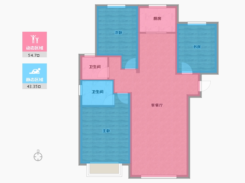 内蒙古自治区-呼和浩特市-盛世名筑二期-88.06-户型库-动静分区