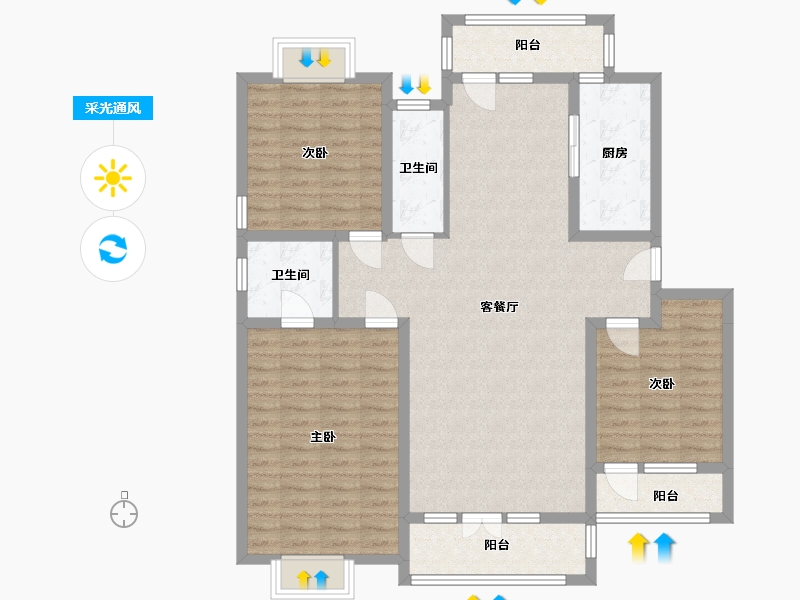 辽宁省-沈阳市-保利达翠堤湾-115.98-户型库-采光通风