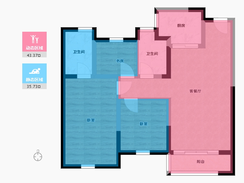 辽宁省-沈阳市-金科集美天城-69.63-户型库-动静分区