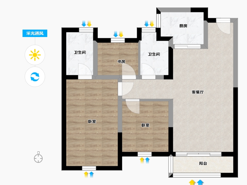 辽宁省-沈阳市-金科集美天城-69.63-户型库-采光通风