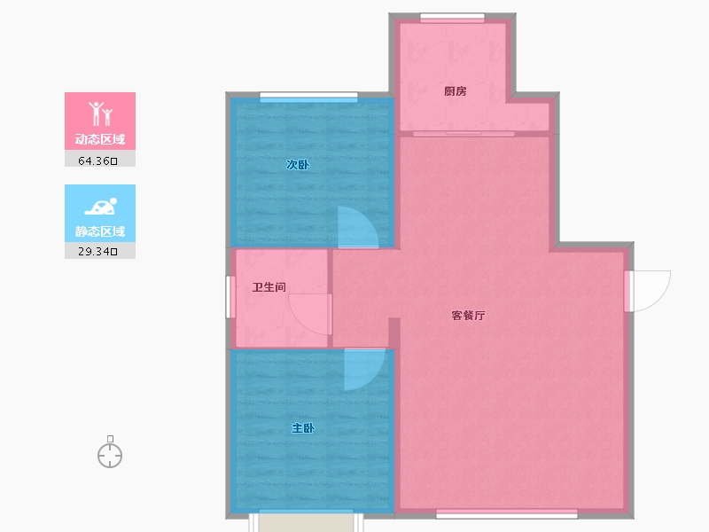 内蒙古自治区-呼和浩特市-盛世名筑二期-86.00-户型库-动静分区