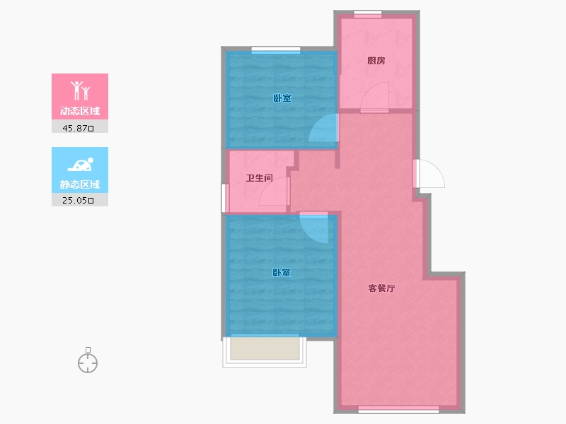 辽宁省-大连市-中海牧雲山-64.00-户型库-动静分区