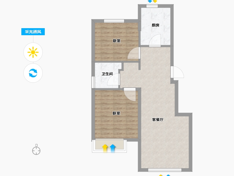 辽宁省-大连市-中海牧雲山-64.00-户型库-采光通风