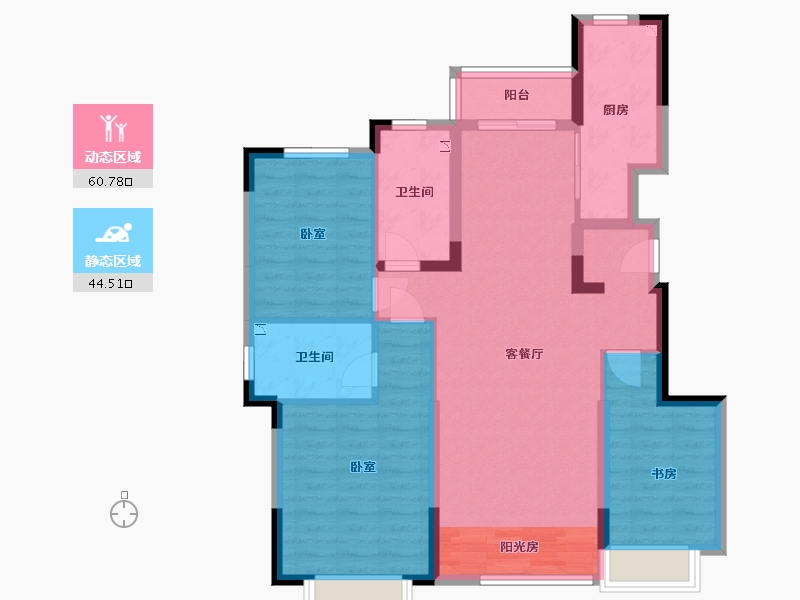 辽宁省-沈阳市-沈抚恒大养生谷-93.95-户型库-动静分区