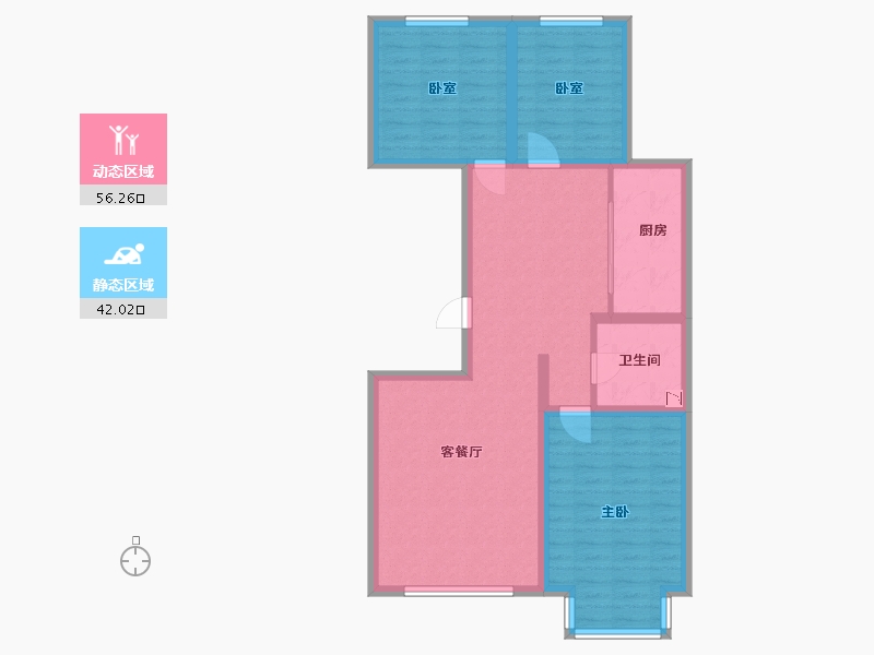 内蒙古自治区-呼和浩特市-陶然巷-87.96-户型库-动静分区