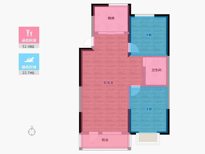 河北省-承德市-兆丰东澄-66.52-户型库-动静分区