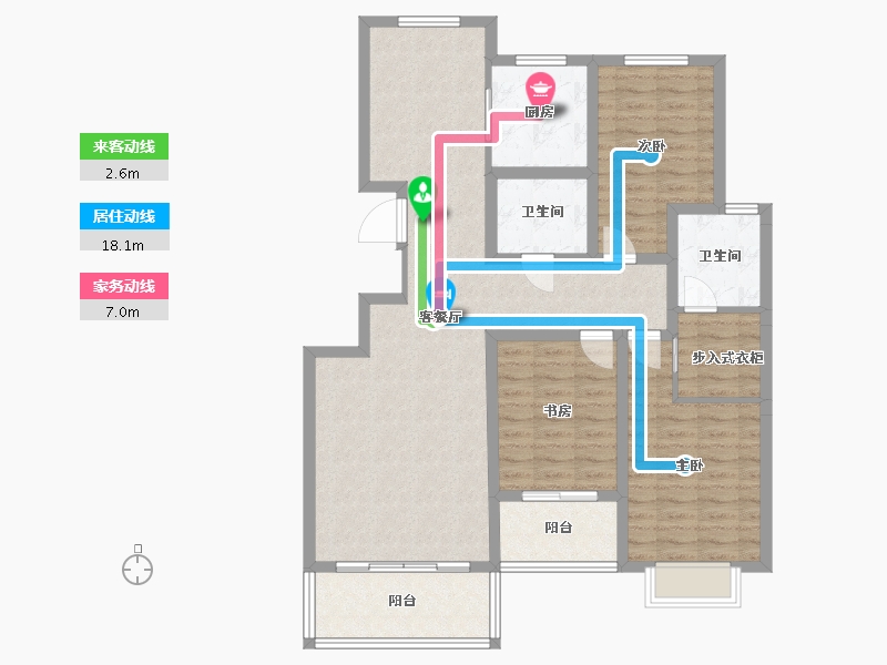 内蒙古自治区-呼和浩特市-魏都新墅-110.99-户型库-动静线