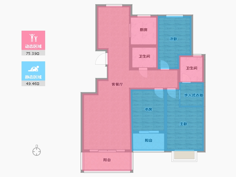 内蒙古自治区-呼和浩特市-魏都新墅-110.99-户型库-动静分区