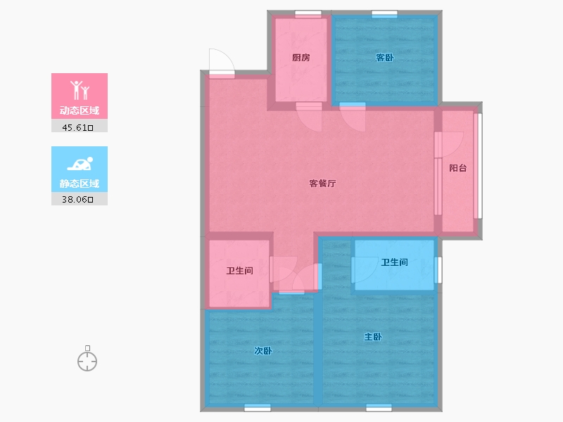 辽宁省-沈阳市-富禹依云蓝湾-73.72-户型库-动静分区