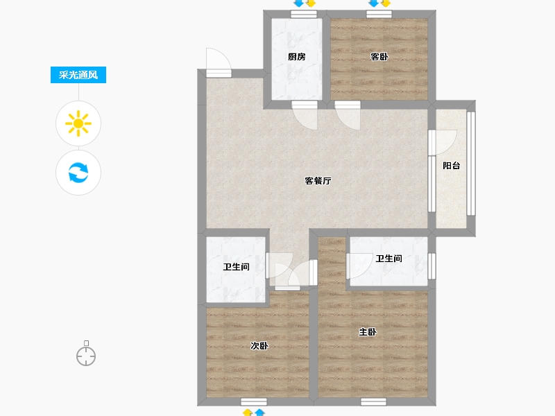 辽宁省-沈阳市-富禹依云蓝湾-73.72-户型库-采光通风