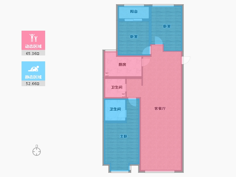 内蒙古自治区-呼和浩特市-陶然巷-105.67-户型库-动静分区