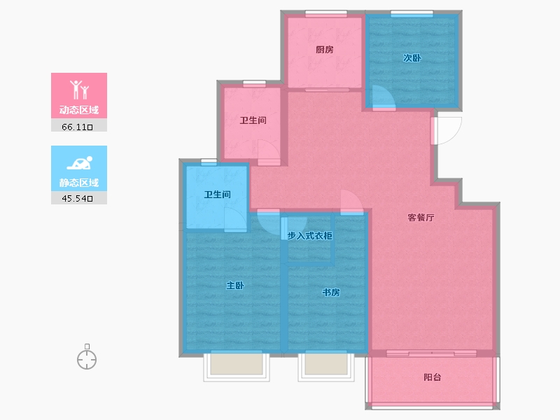 内蒙古自治区-呼和浩特市-魏都新墅-100.05-户型库-动静分区