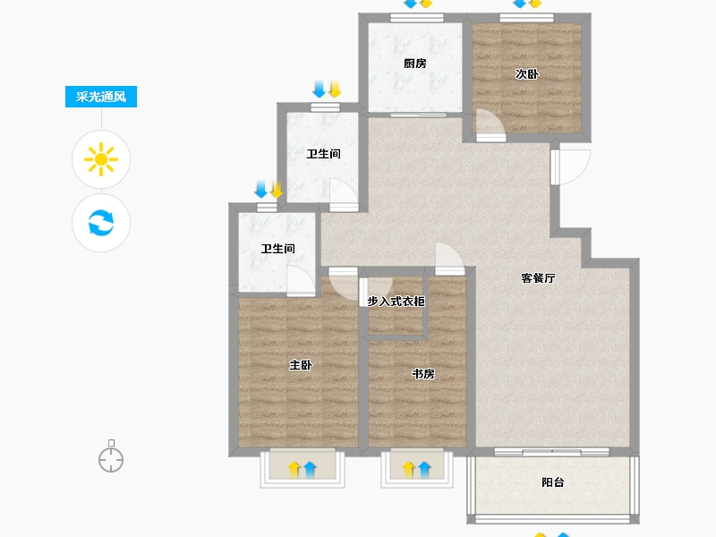 内蒙古自治区-呼和浩特市-魏都新墅-100.05-户型库-采光通风