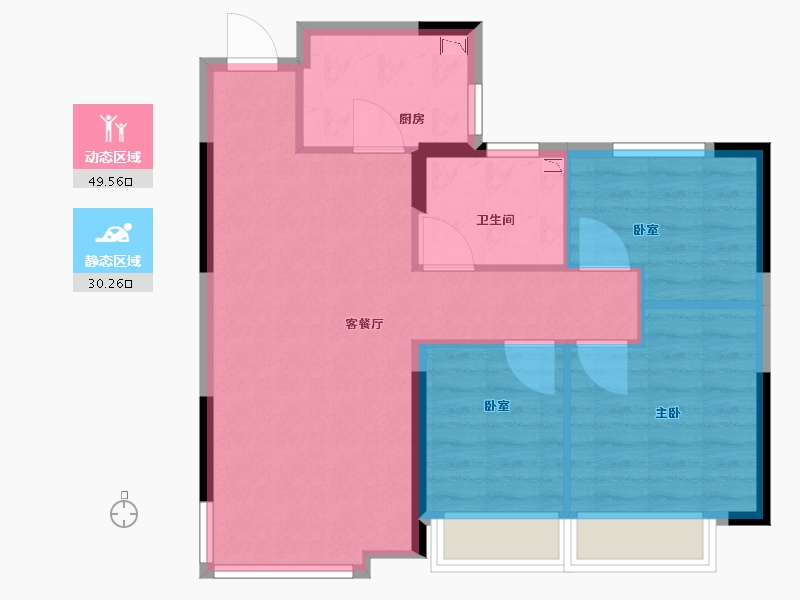 辽宁省-沈阳市-沈抚恒大养生谷-72.00-户型库-动静分区