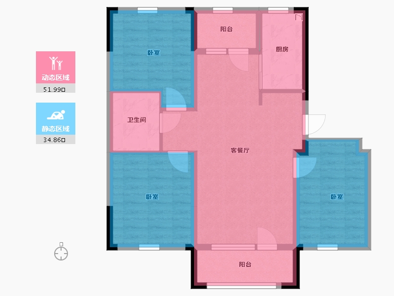 辽宁省-沈阳市-中金时代启城-77.05-户型库-动静分区