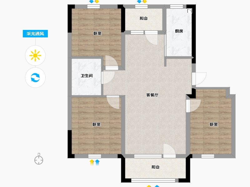 辽宁省-沈阳市-中金时代启城-77.05-户型库-采光通风