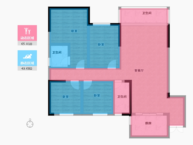 贵州省-安顺市-银城双城-101.07-户型库-动静分区