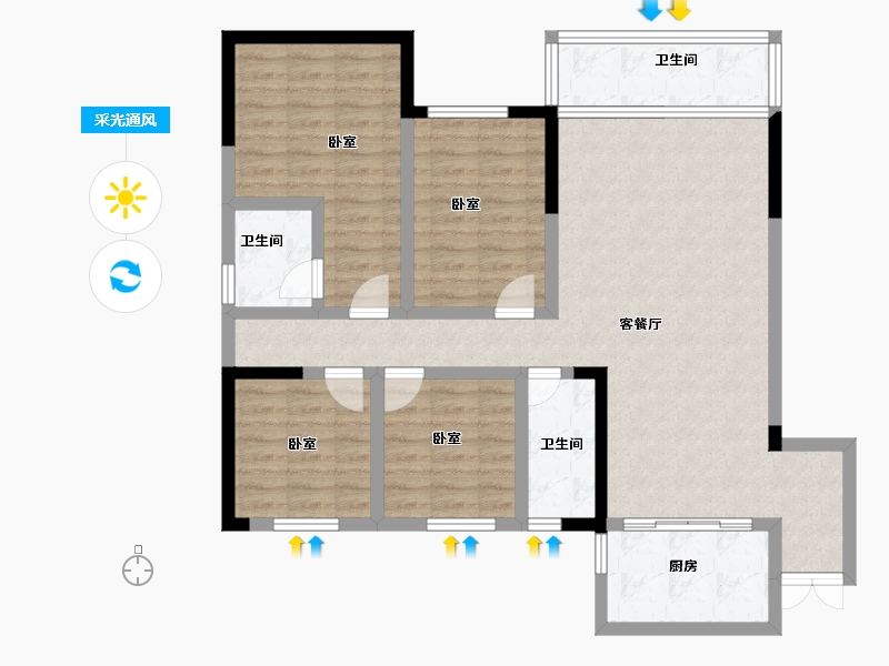 贵州省-安顺市-银城双城-101.07-户型库-采光通风