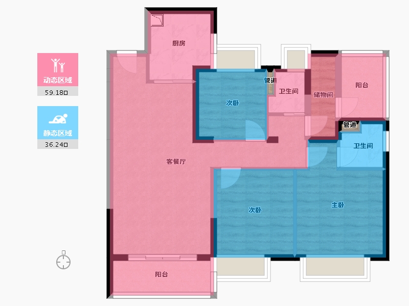 广西壮族自治区-梧州市-太平碧桂园-84.80-户型库-动静分区