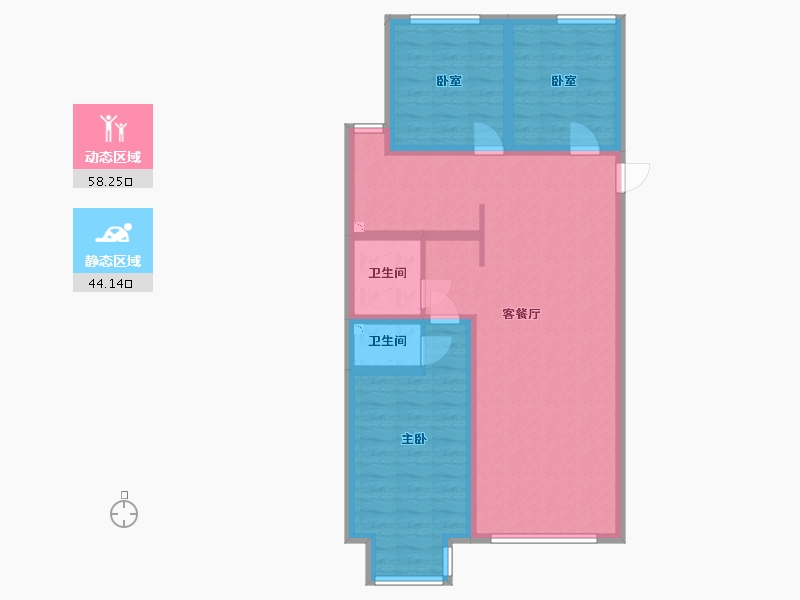 内蒙古自治区-呼和浩特市-陶然巷-91.47-户型库-动静分区