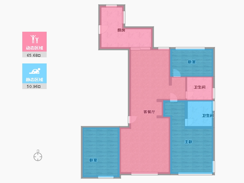 辽宁省-大连市-万科誉澜道-104.19-户型库-动静分区