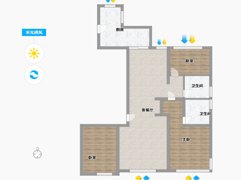 辽宁省-大连市-万科誉澜道-104.19-户型库-采光通风