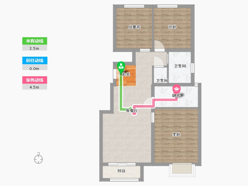 河北省-廊坊市-鸿坤理想城-74.76-户型库-动静线