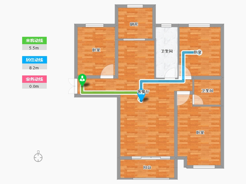 内蒙古自治区-包头市-澜湖·璞园-102.71-户型库-动静线