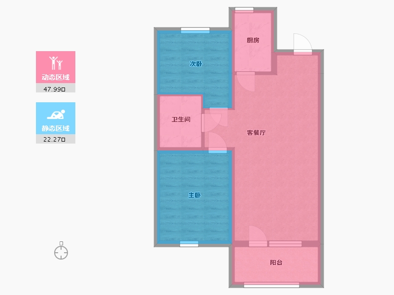 辽宁省-沈阳市-富禹依云蓝湾-62.37-户型库-动静分区