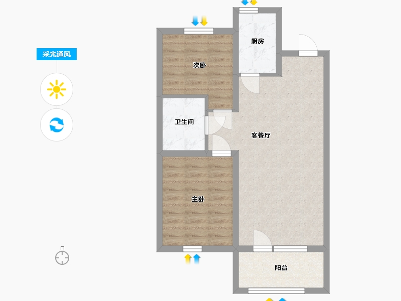 辽宁省-沈阳市-富禹依云蓝湾-62.37-户型库-采光通风