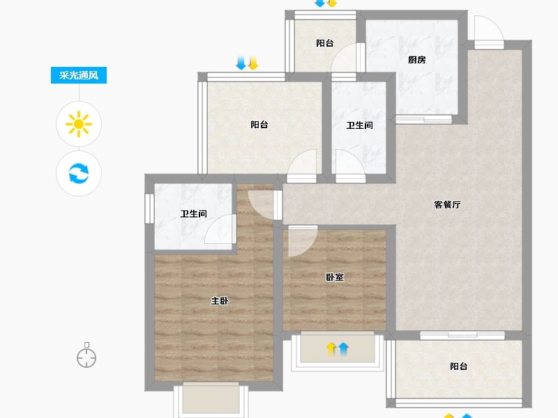 贵州省-遵义市-北大资源梦想城-74.25-户型库-采光通风