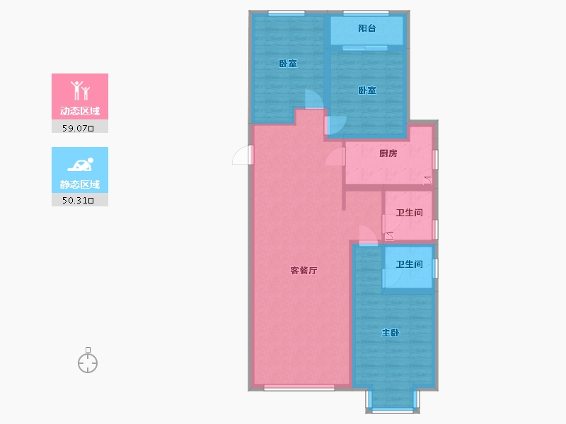 内蒙古自治区-呼和浩特市-陶然巷-97.49-户型库-动静分区