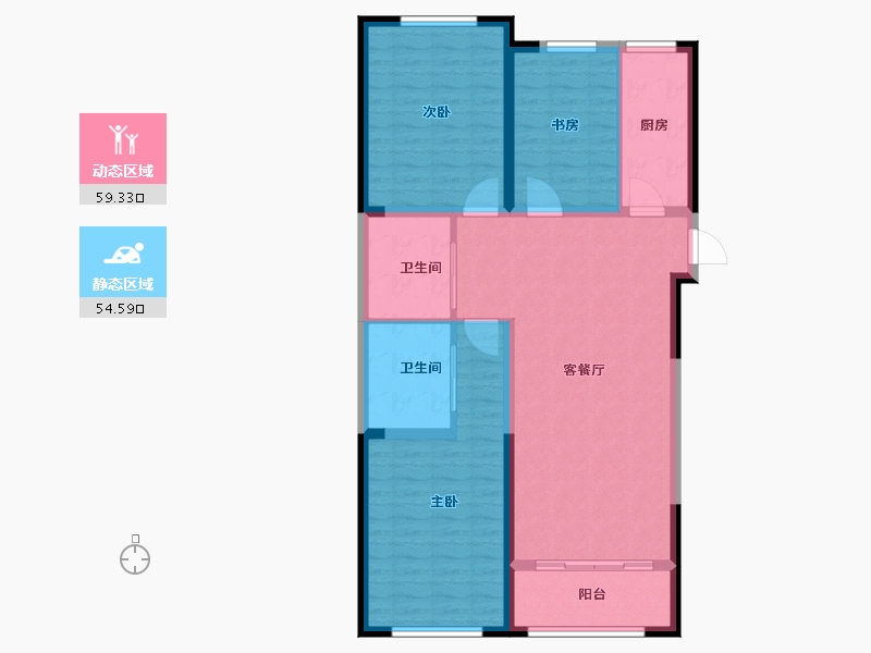 内蒙古自治区-呼和浩特市-富贵国际-103.00-户型库-动静分区