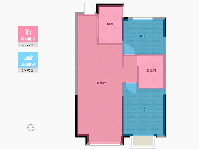 辽宁省-沈阳市-恒大珺睿府-58.08-户型库-动静分区