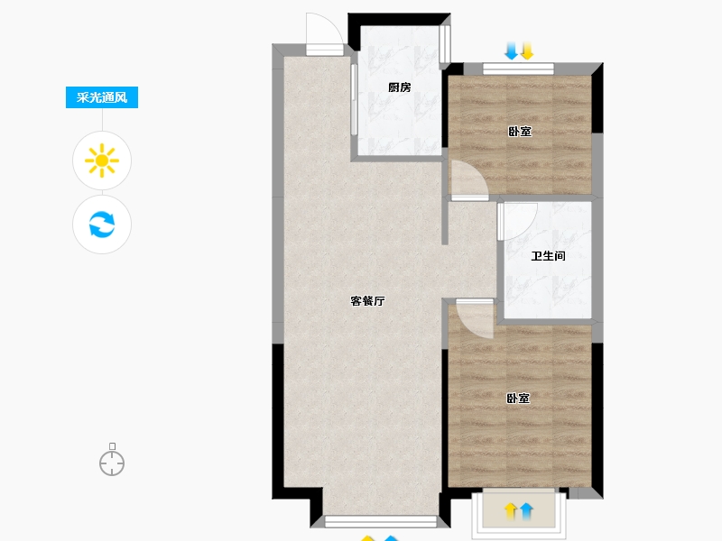 辽宁省-沈阳市-恒大珺睿府-58.08-户型库-采光通风